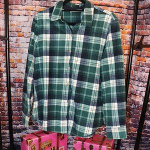 Riders by Lee Indigo Women's Long Sleeve Button Front Plaid Fleece Shirt